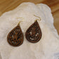 The Mandala - Natural Wood Raindrop Earrings