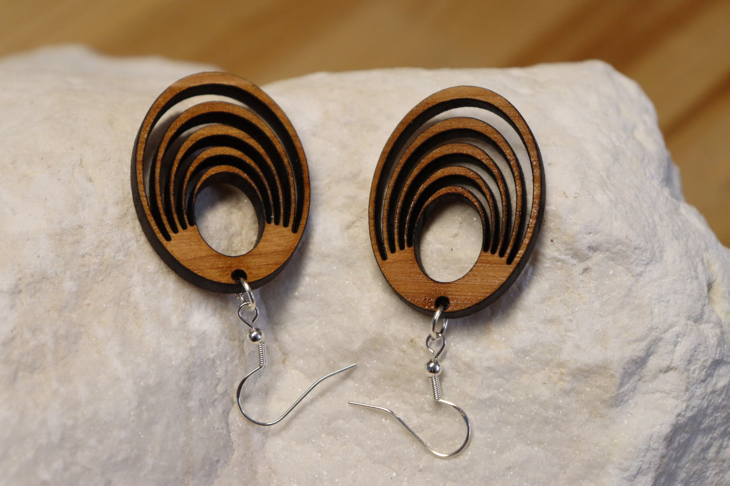 The Eccentric - Handmade natural wood geometric earrings