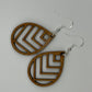 Laser cut hardwood earrings with hypoallergenic French hooks