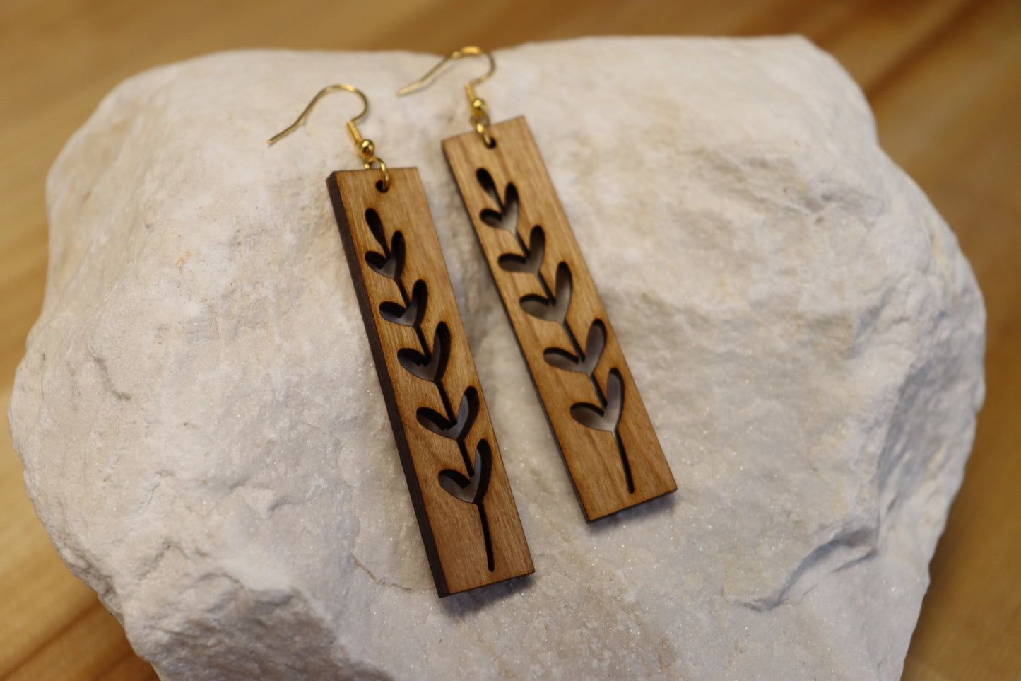 The Lavender - Natural Wood Dangle Earrings