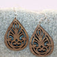 Satatement mandala earrings, made of natural walnut with hypoallergenic, nickle-free French hooks