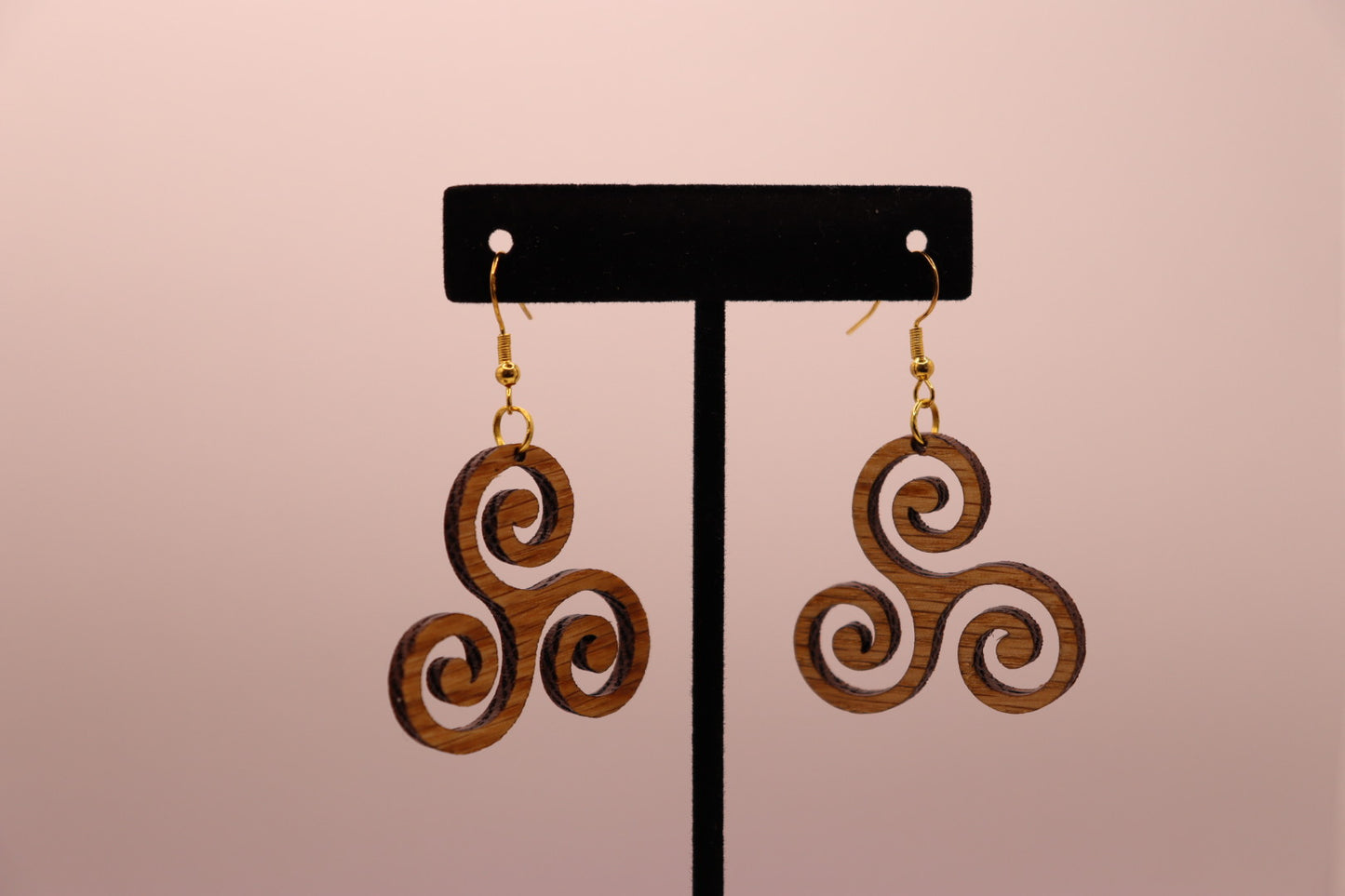 The Triskele - Natural Wood Earrings