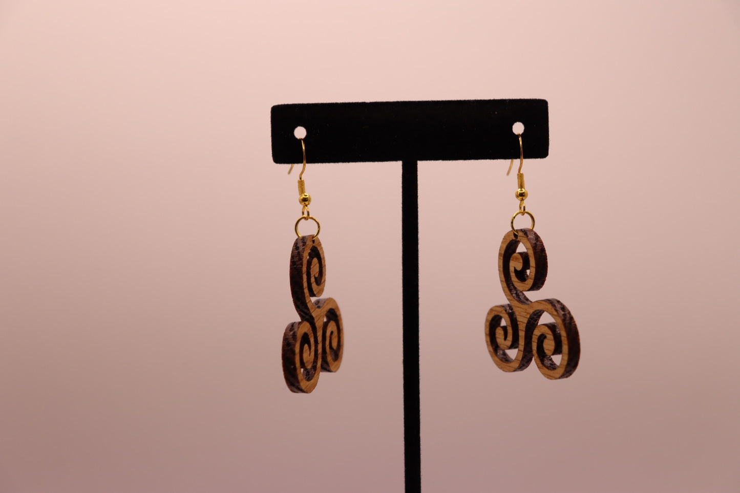 The Triskele - Natural Wood Earrings