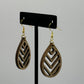 Walnut teardrop earrings with golden finish 925 sterling silver French hooks.